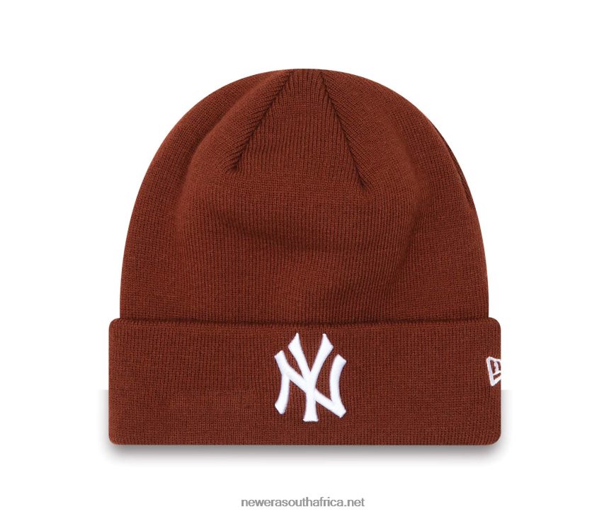 New York Yankees League Essentials Cuff Dark Brown Womens Beanie Hat New Era TRBRBN2440