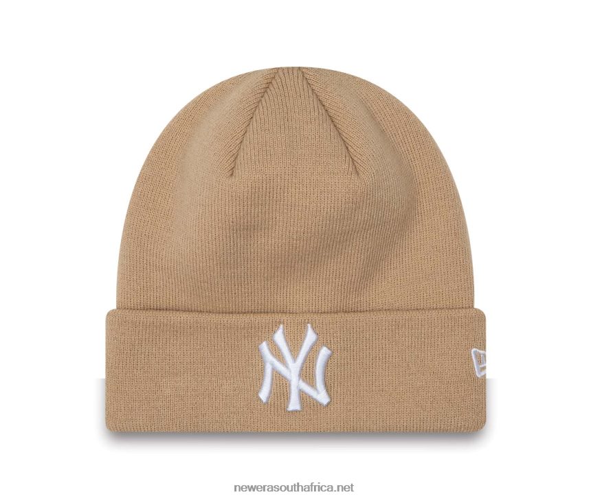 New York Yankees League Essentials Womens Cuff Beige Beanie Hat New Era TRBRBN2430