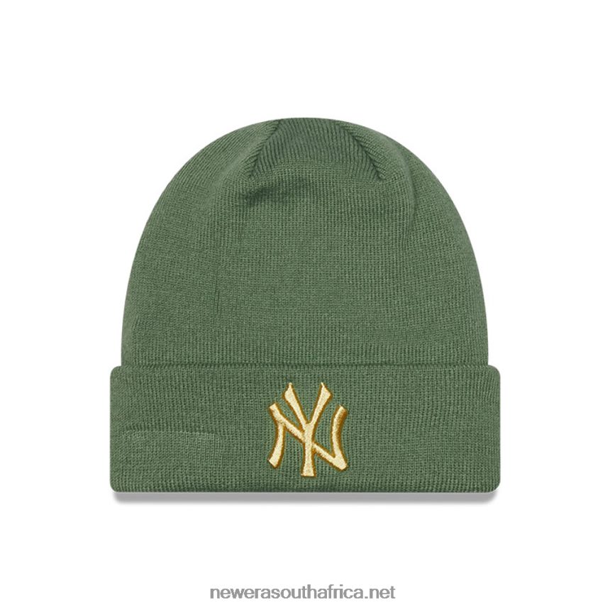 New York Yankees Metallic Womens Khaki Beanie Hat New Era TRBRBN2555