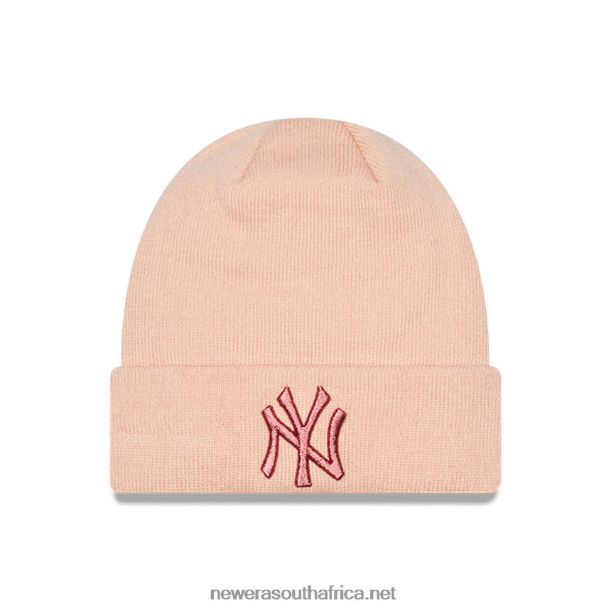 New York Yankees Metallic Womens Pink Beanie Hat New Era TRBRBN2528